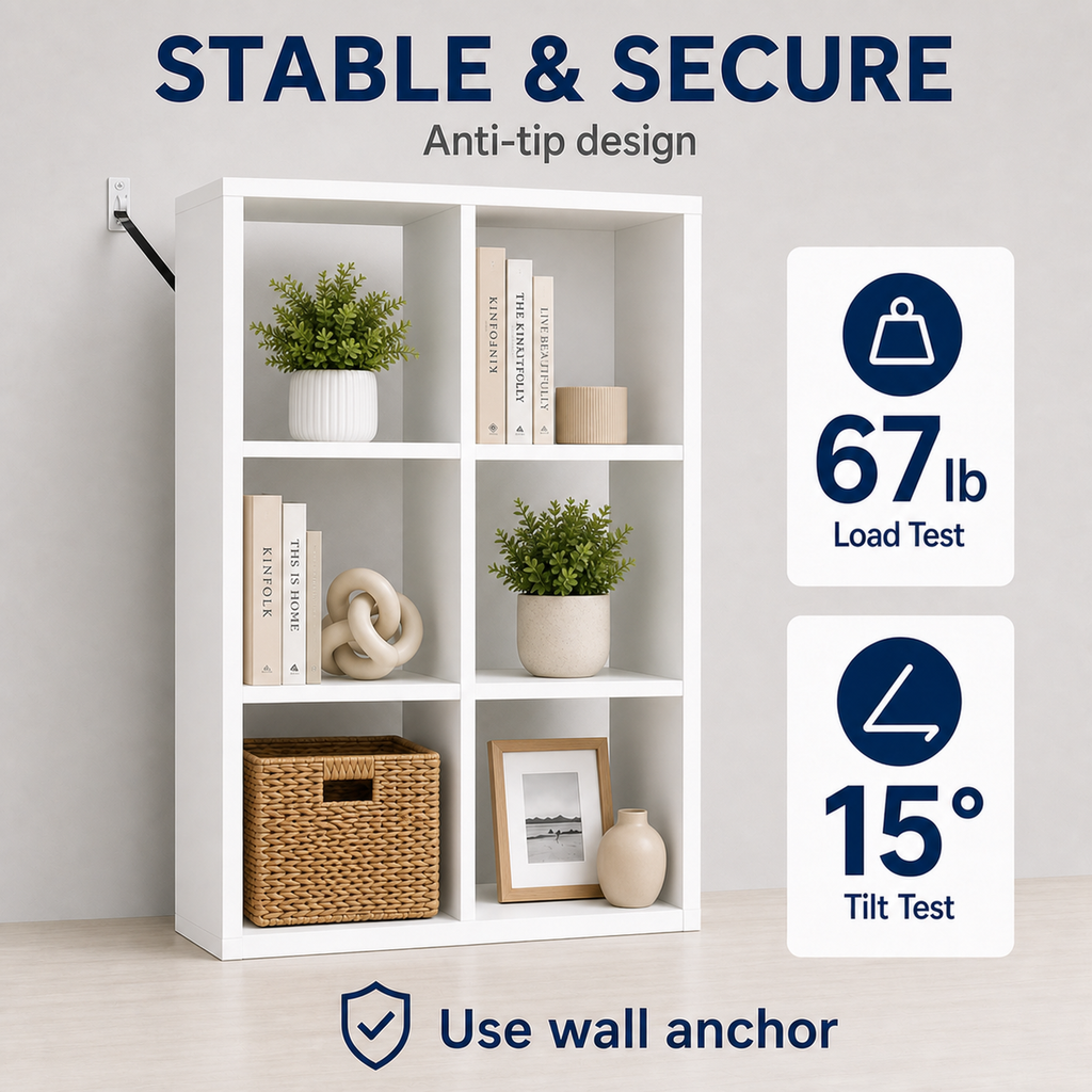 CLOUDREST PRO 6 Cube Storage Organizer, 11-Inch Cube Shelf Bookcase with Removable Back Panels, Horizontal or Vertical, White